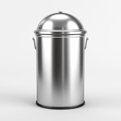 stainless steel trash can isolated on white background