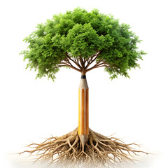 tree growing from light bulb idea into nature