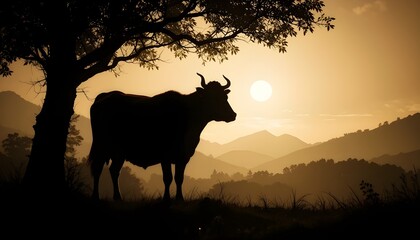 Naklejka premium Silhouette of a cow (