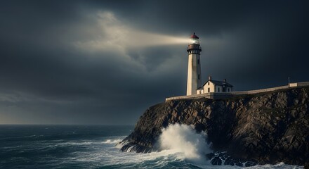 Lighthouse and Ocean Cliff