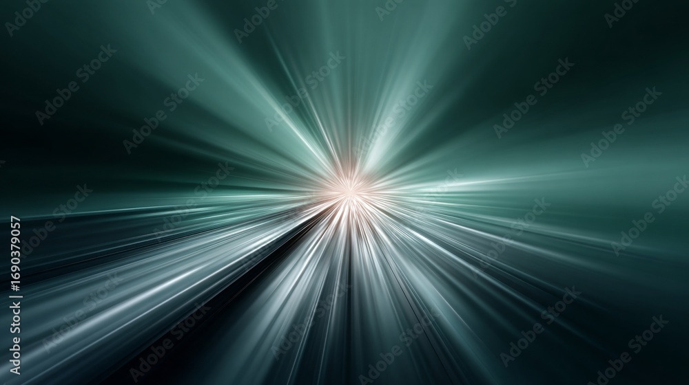 Poster dynamic green light streaks create an energetic atmosphere in a futuristic setting
