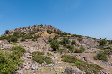 Assos theater, ancient Greek archeological site located in Turkey,  overlooking the Aegean Sea