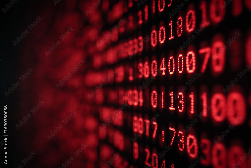 Poster a red background with a row of numbers on it