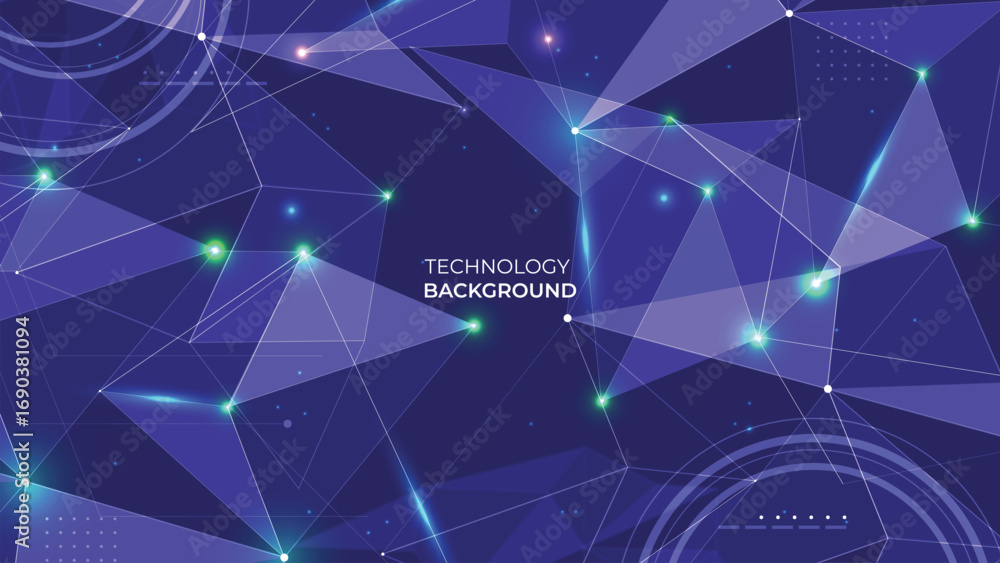 Aufkleber purple abstract technology polygonal shapes background with points and lines.