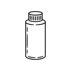 Simple line drawing of a cylindrical bottle with a cap