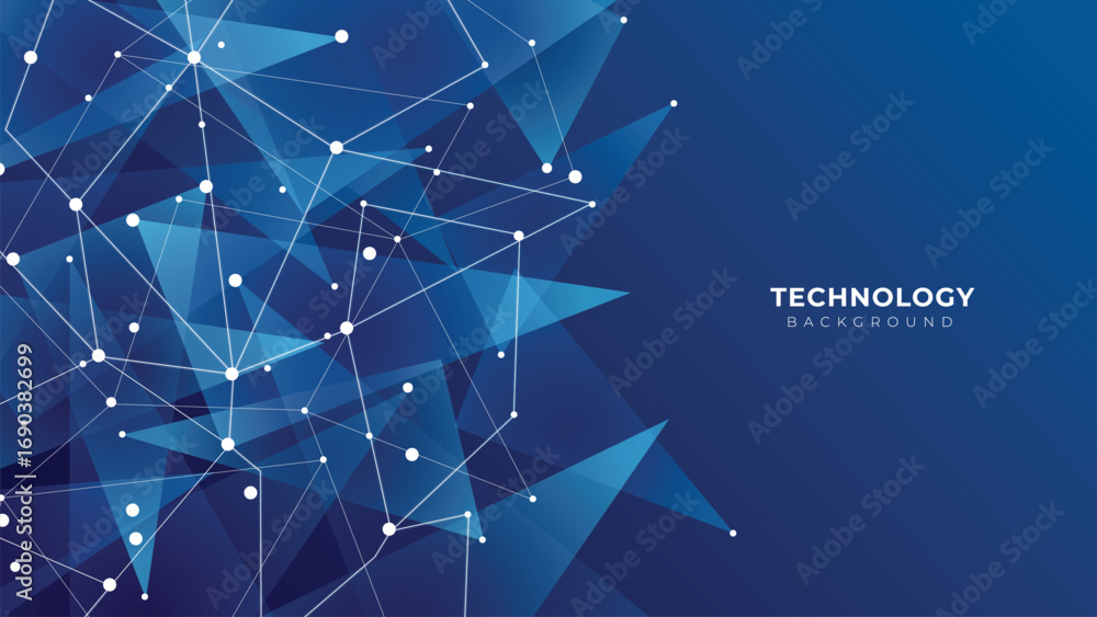 Poster abstract technology polygonal shapes background with points and lines.