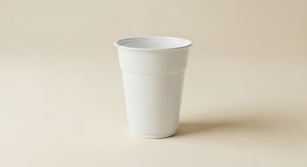 White Disposable Paper Cup on Neutral Background for Coffee or Beverage Service