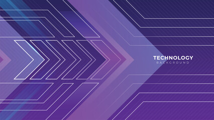 Purple Futuristic abstract technology background arrow with lines and glow effect