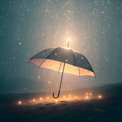 umbrella raining light instead of water surreal