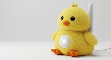 ふわふわ黄色ひよこランプ 優しい光で癒される 可愛い寝かしつけアイテム. AI Generated