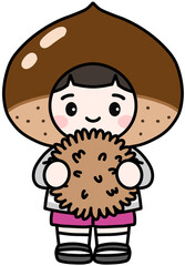 밤탈을 쓰고 밤톨을 든 소년(얼굴합성)