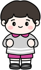 줄무늬 옷을 입은 소년 소녀