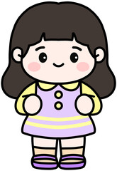 줄무늬 옷을 입은 소년 소녀