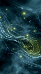 background with glowing floating particles creating mystical aura over blurred light