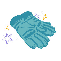 Gant de protection style flat coloré avec des doodles