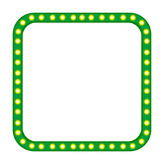 green frame for text movie theater sign Vintage Circus square Light Sign, frame decoration, show, theater announcement campaign event hand drawn on transparent background