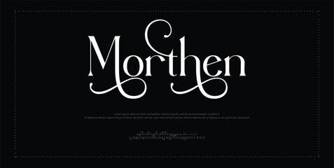 Morthen Minimal luxury font alphabet logo. Typography beauty fashion elegant minimalist serif italic fonts decorative wedding vintage retro logos. vector illustration