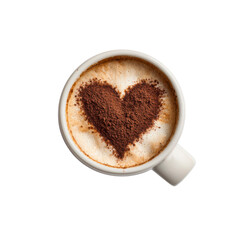 Heart-Shaped Cocoa Powder Design on Cappuccino in White Mug