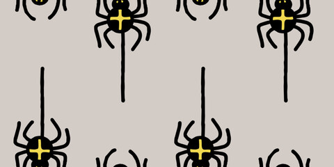 Spooky spider seamless pattern. Halloween pattern