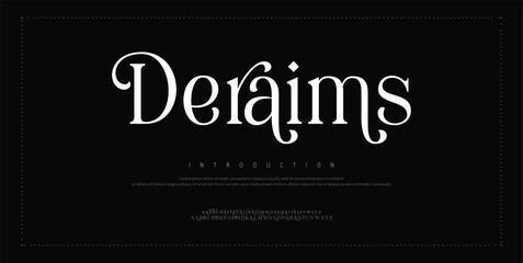 Deraims minimal luxury font alphabet logo. Typography beauty fashion elegant minimalist serif italic fonts decorative wedding vintage retro logos. vector illustration