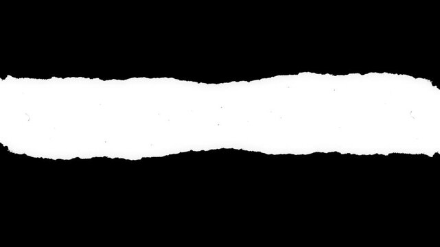 Stop motion white and black tear torn paper transition with seamless smooth animation on black background