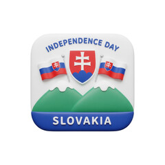 Slovakia Independence Day With Flags Shield And Mountains On Transparent Background