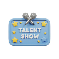 Talent Show Sign With Microphones And Stars On A Transparent Background