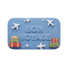 Bon Voyage Travel Illustration with Suitcases and Airplanes Transparent Background Design
