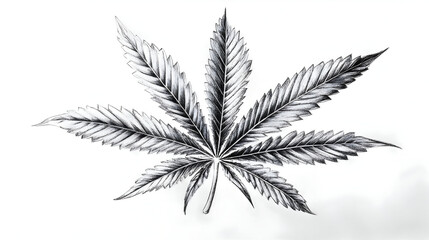 Detailed cannabis leaf drawing
