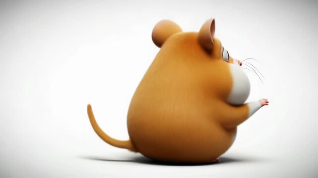 Funny fat cartoon hamster dances joyfully in playful choreography throughout a sunny day in whimsical setting.