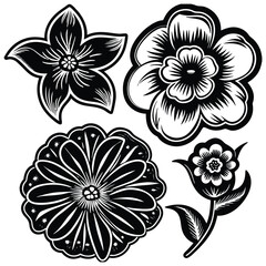 Monochrome Hand-Drawn Floral Vector Collection