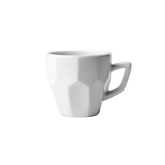 Modern White Geometric Espresso Cup with Handle - Isolated on Black Background