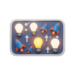 Lights Bulbs Rockets And Arrow Symbols On A Transparent Background