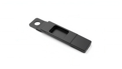 Black USB flash drive on white background  