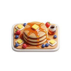 The Delicious Stack Of Pancakes On Transparent Background Served With Berries