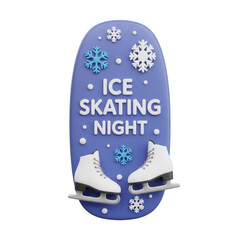 Ice Skating Night Vector Illustration With Snowflakes And Ice Skates Symbol
