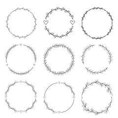 Set of Circle Outline Wreath Frame