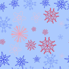  snowflakes vector background  seamless pattern