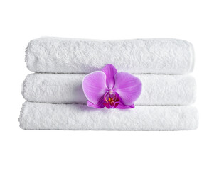 Minimalist Orchid and Towel Spa Setup in Studio Style
