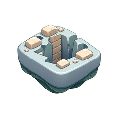 Stone Island Illustration Isometric Platform Desert Floating Element With Transparent Background