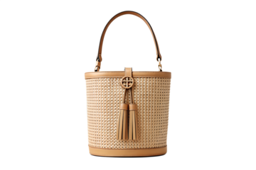 Chic Woven Straw Bucket Bag with Tassels
