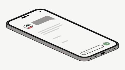 Fototapeta premium Isometric Illustration of a Smartphone Displaying a Text Message Interface.