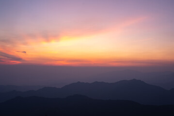 Jiugong Mountain Xianning China landscape during sunset.