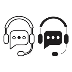 Two distinct customer service headset icons are visible, each portraying a sleek minimalist approach
