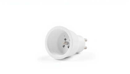 White screw-in light bulb holder on a plain background  