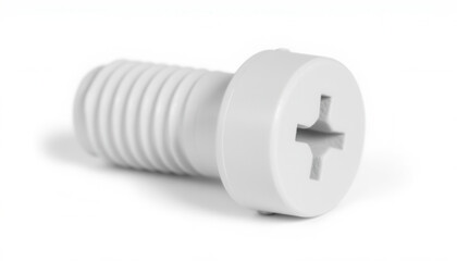 White screw with a cross head on a plain background  