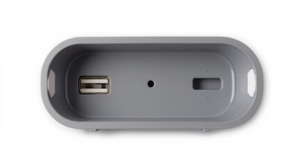 Modern gray charging station with USB ports for devices  