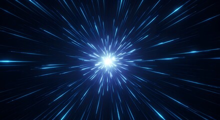 Fototapeta premium Abstract illustration of light streaks emanating from a bright source, creating a sense of speed and energy transparent background