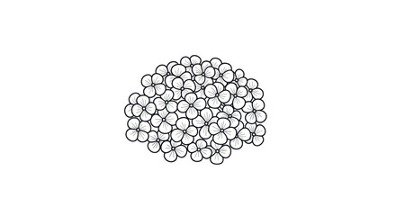 A Cluster of Small, Round, White Spheres in a Dense Group.