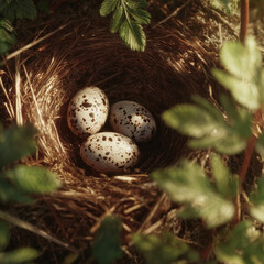 Bird nest with eggs